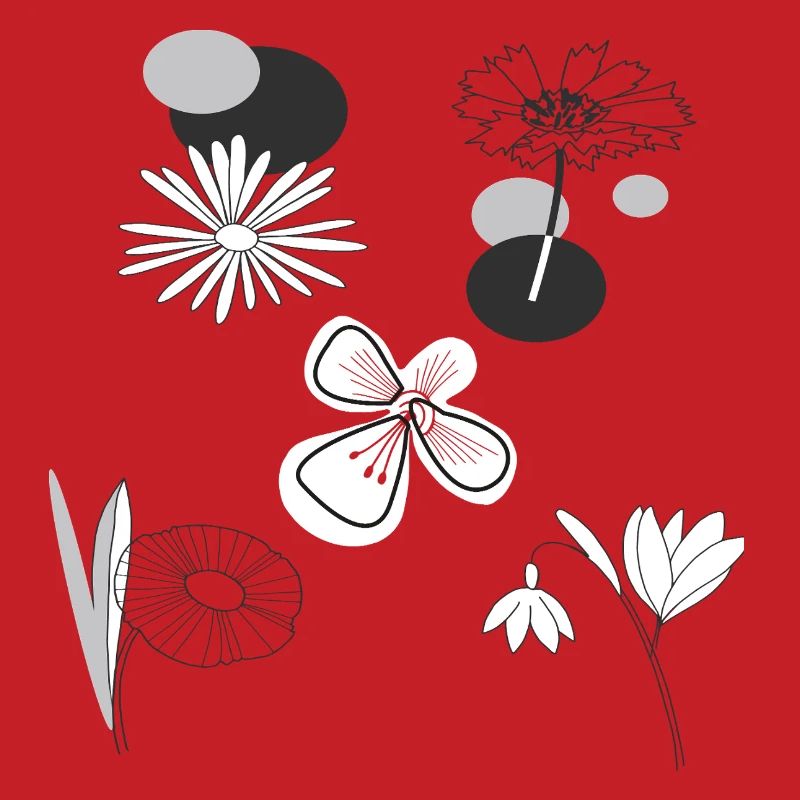 Fleurs noires et blanches