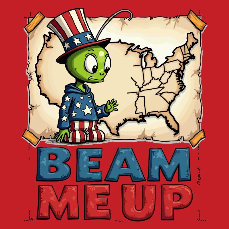 Cute Alien with USA Map
