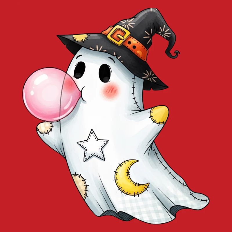 Patchwork Cartoon Geist mit Kaugummiblase