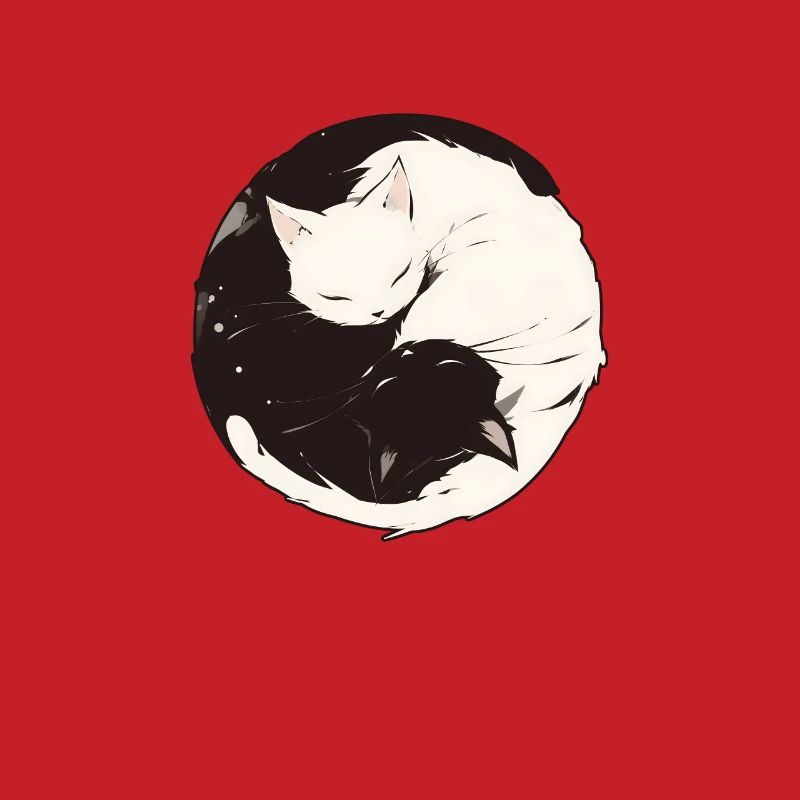 Yin et Yang bouddhisme graphique chats chat support
