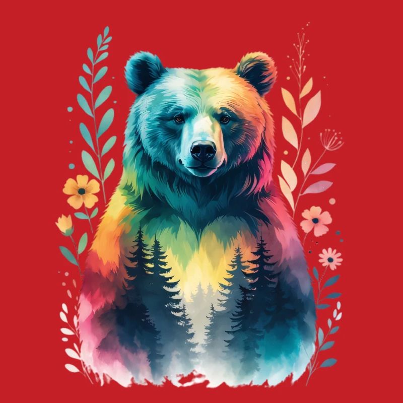 Regenbogenbär im Wald