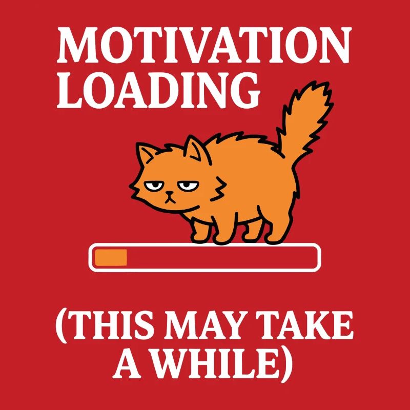 Motivation Loading Tired Cat with Loading Bar