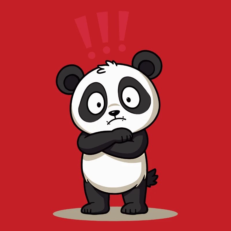 Skeptical Panda with Exclamation Point Humor