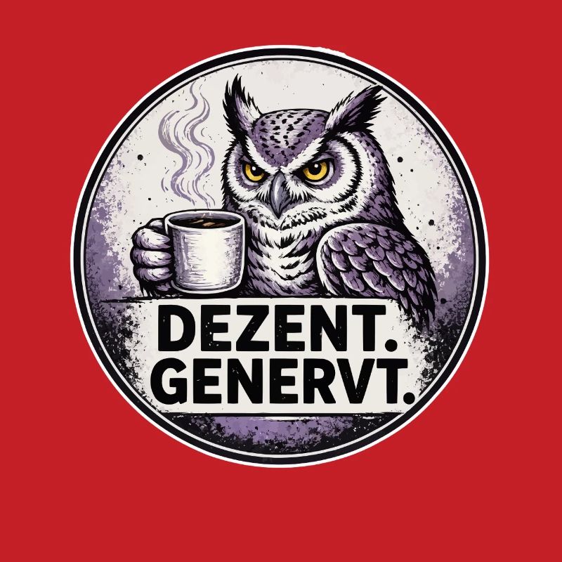Dezent Genervt Eule mit Kaffee