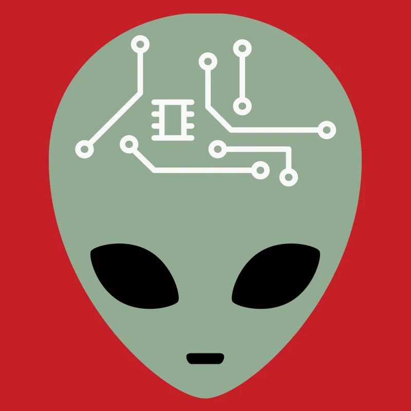 Alien Head with Circuits (three colours)