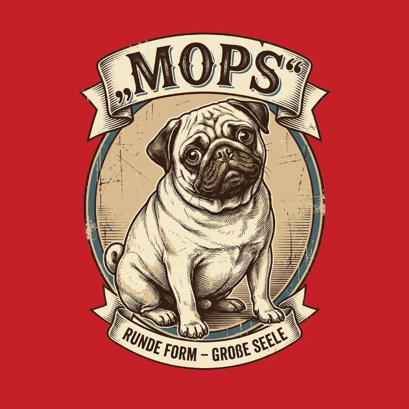 Mops Vintage – Runde Form, Große Seele