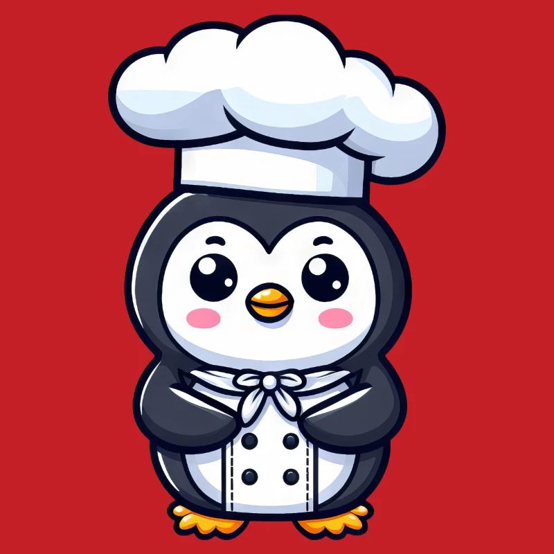 Cute Penguin Chef Cartoon Comic Design