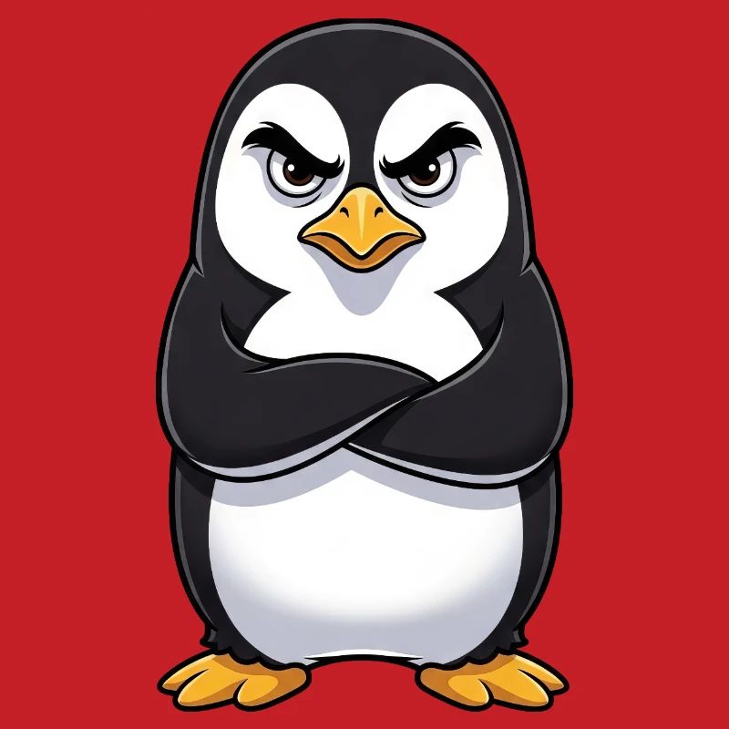 Grumpy Penguin Cartoon Sour Grumpy Annoyed