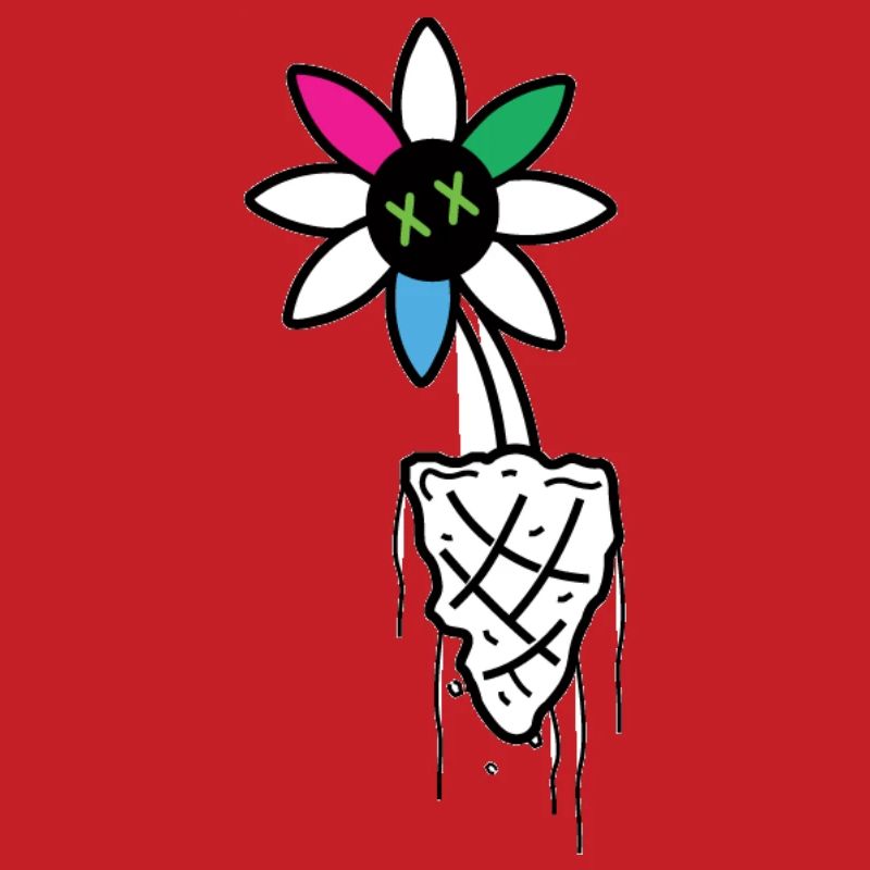 Illustration de crâne de fleur vive