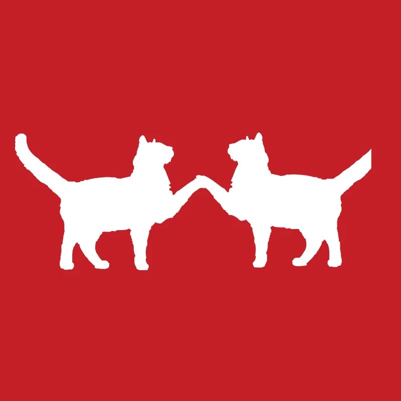 2 Cats Couple Friends Two Paws Hands Greeting
