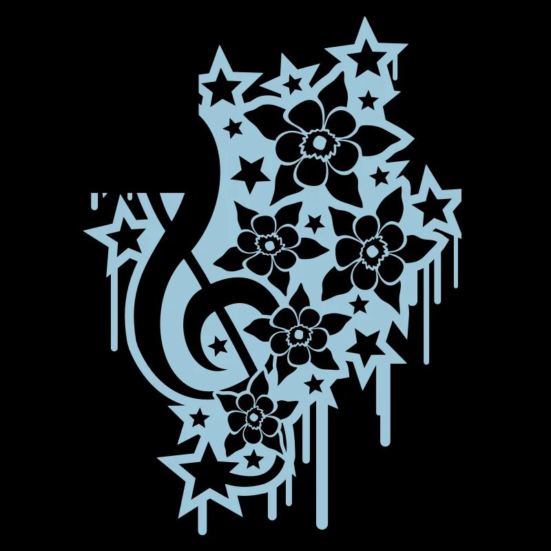 Clé de musique note graffiti goutte fleurs