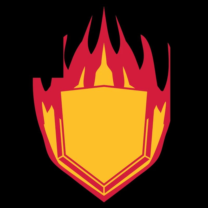 hot fire flames angular shield emblem emblem frame