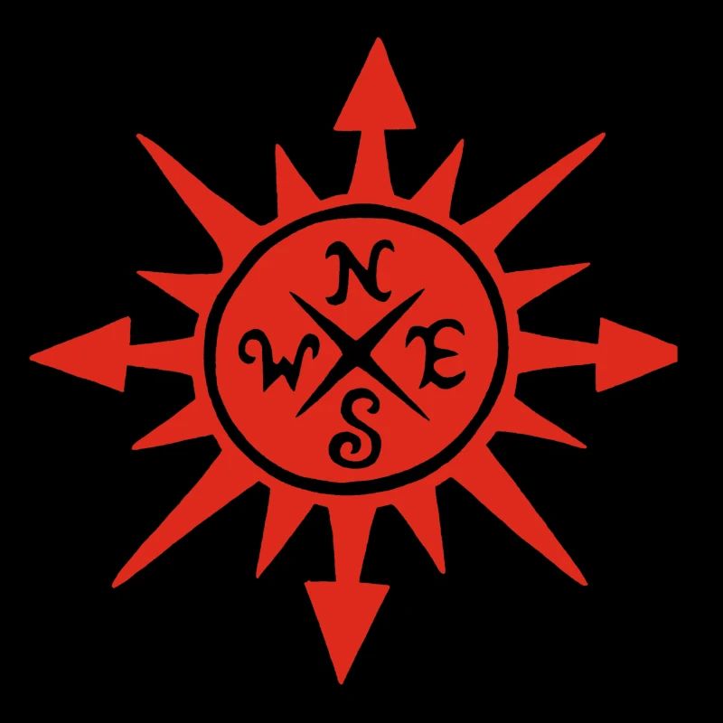 Red sun and compass