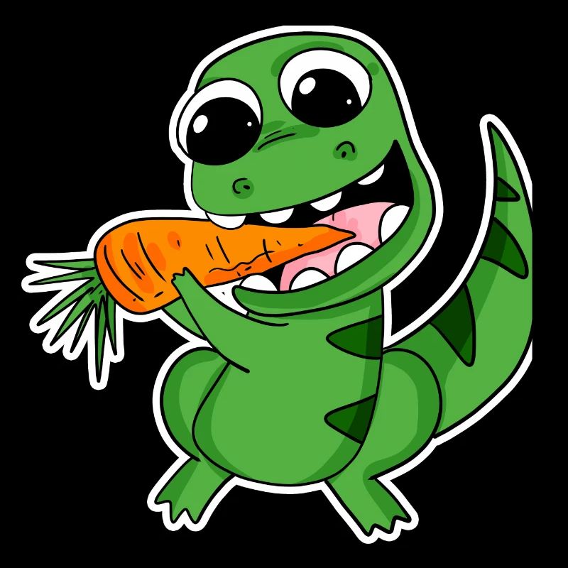 Dino eats carrot