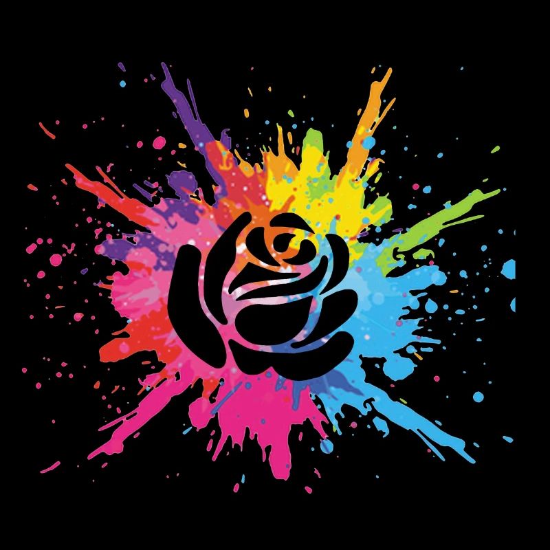 Fleur noire et explosion multicolore