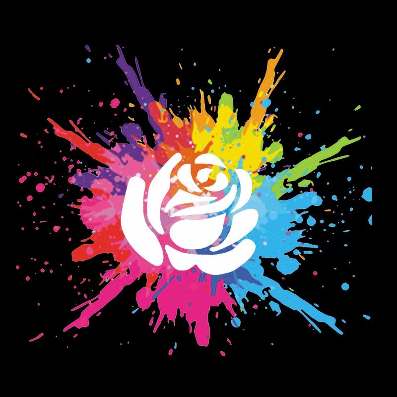 Fleur blanche et explosion multicolore