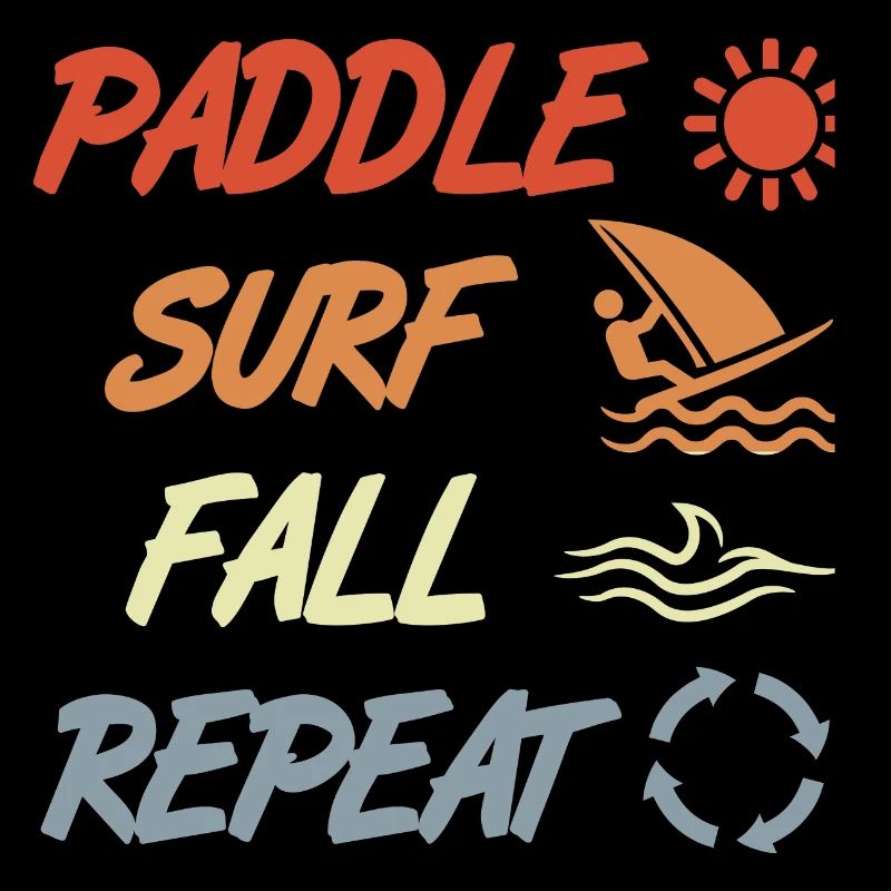 paddling, surfing, falling, repeating