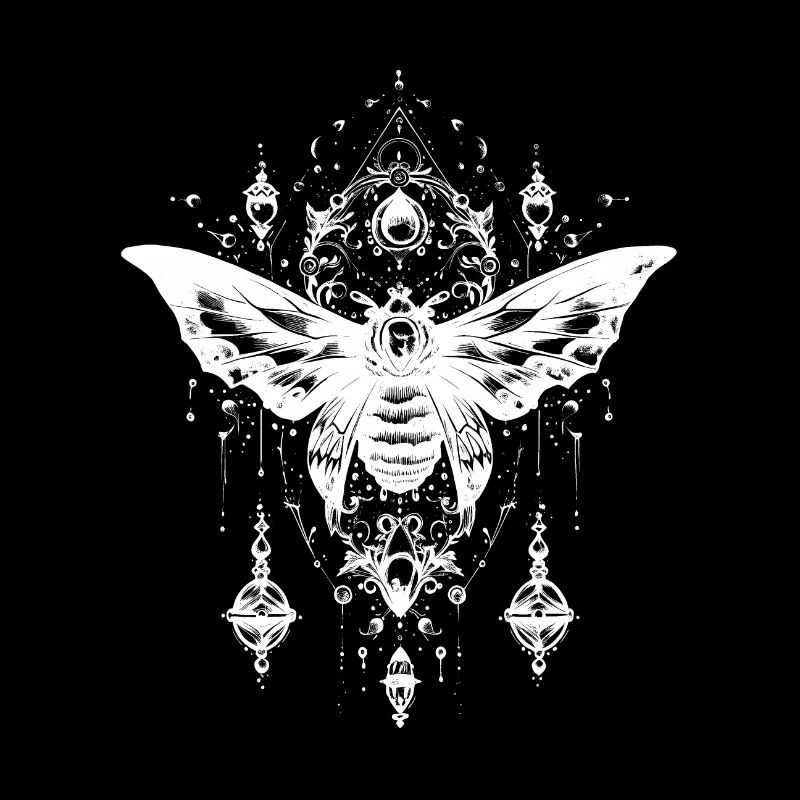 Mystical moth with magical ornaments