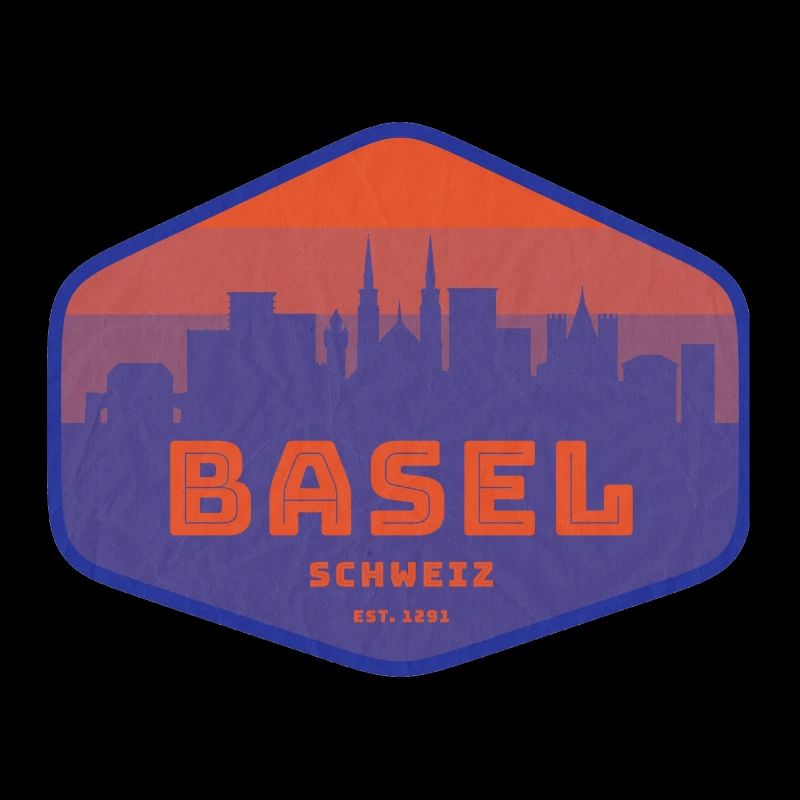 Basel Skyline Retro Abzeichen