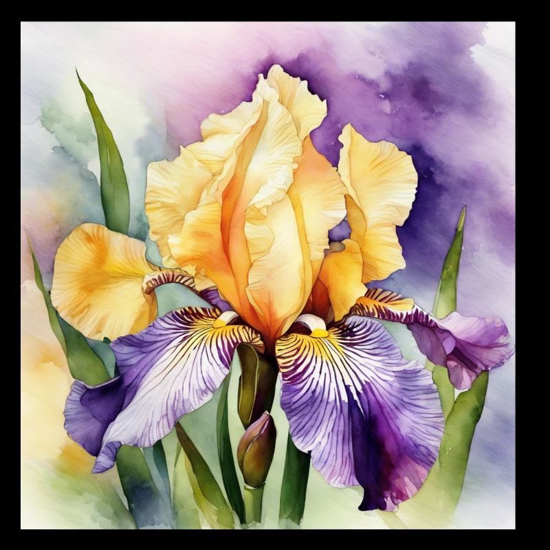 Iris iris violet orange | Conception à l’aquarelle