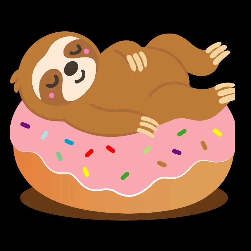 Faultier auf Donut–Süßes und entspanntes Tiermotiv