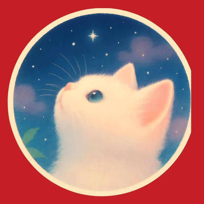 Verträumtes Kätzchen unter einem Sternenhimmel