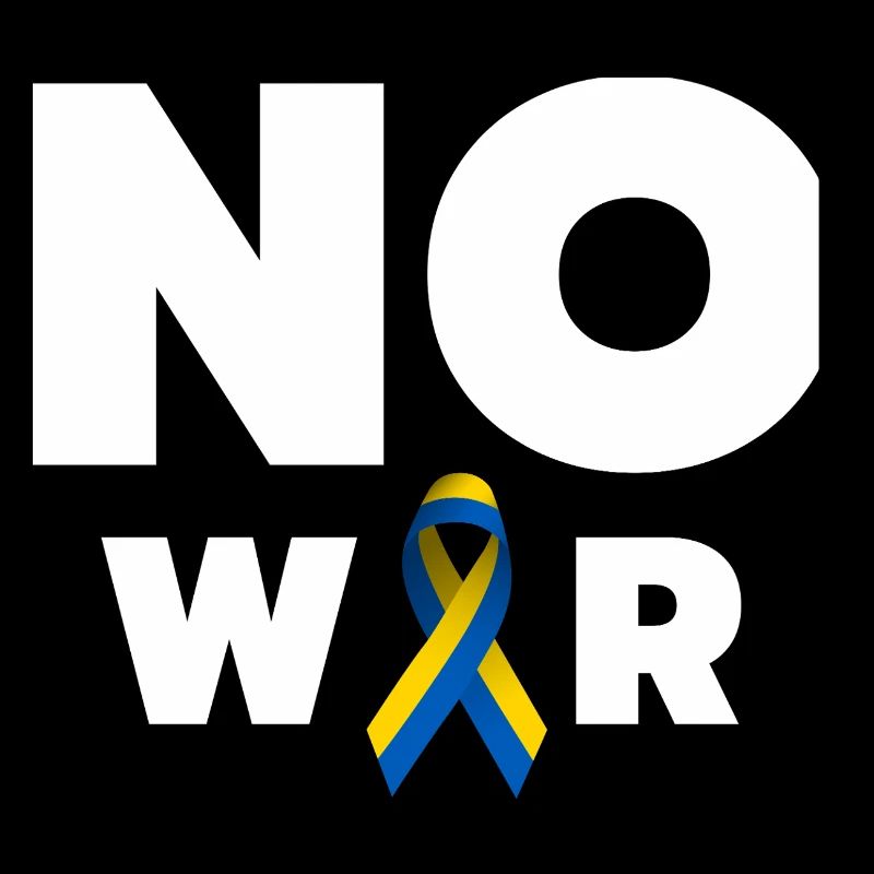 Texte « Pas de guerre » avec ruban de solidarité ukrainien