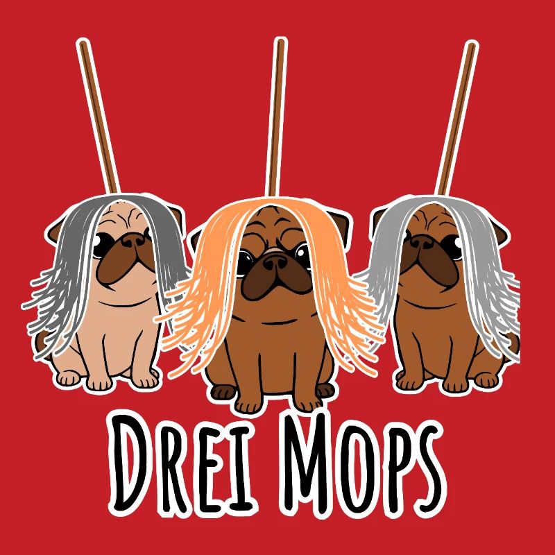 Zwei Mops - Hunde oder Putzgeräte? Hunde Humor?