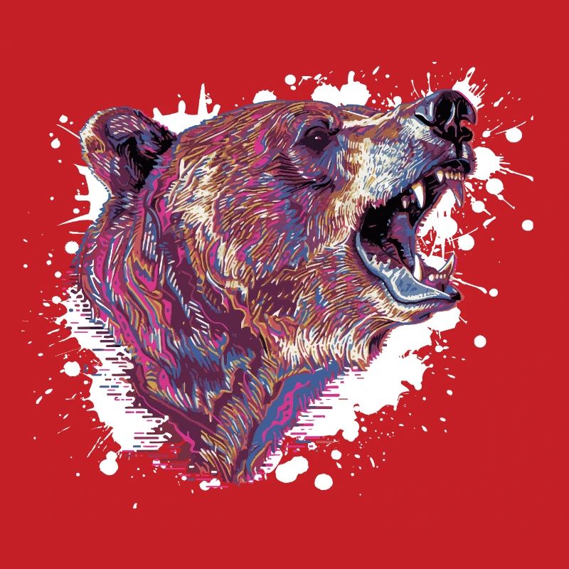 Neon Splash Bear Head