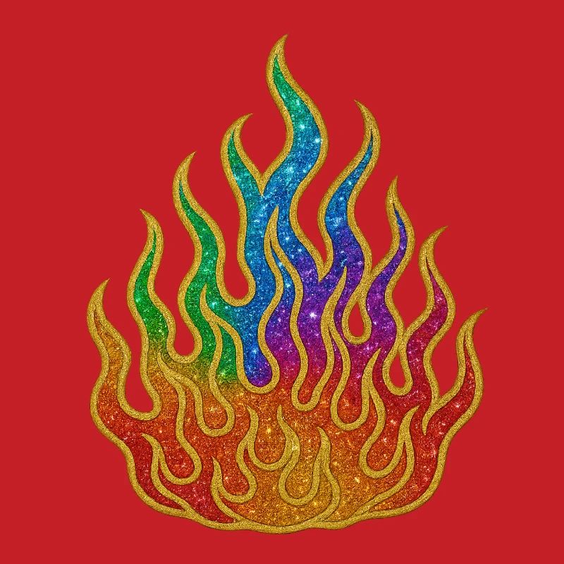 Rainbow Fire Glitter Flame