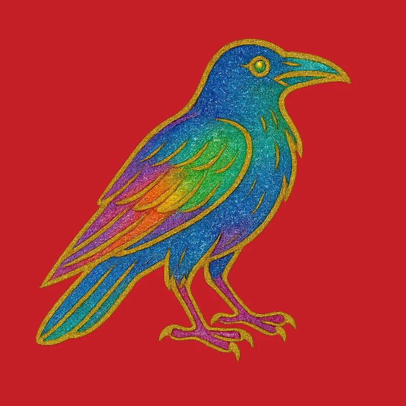Conception de patch de corbeau arc-en-ciel