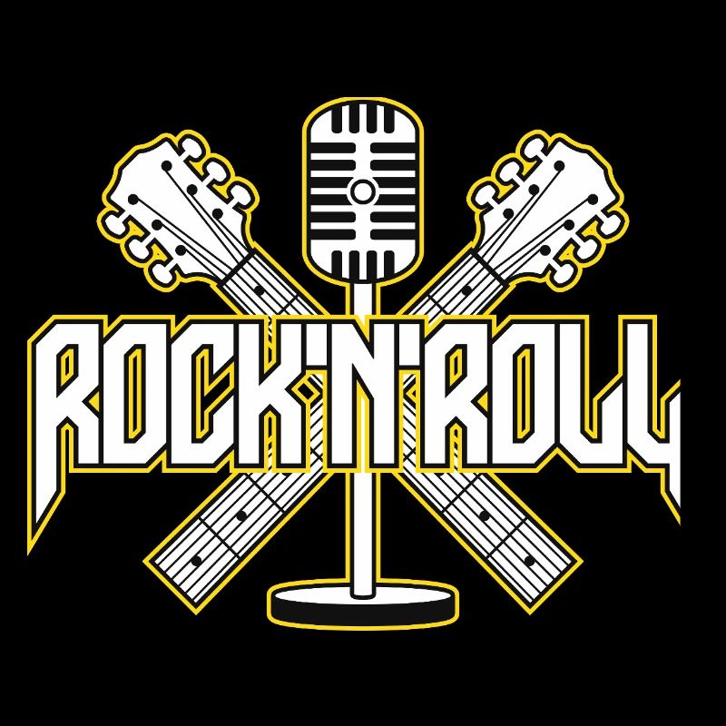 RocknRoll Crest with Guitars and Mic