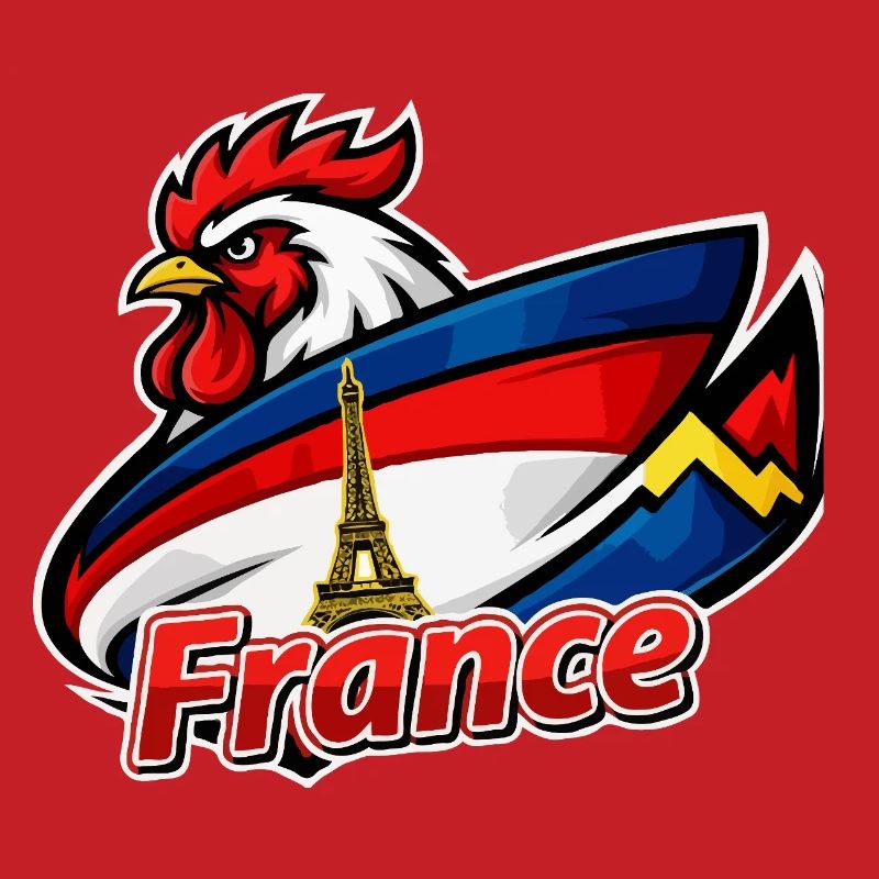Coq français avec drapeau de la tour Eiffel