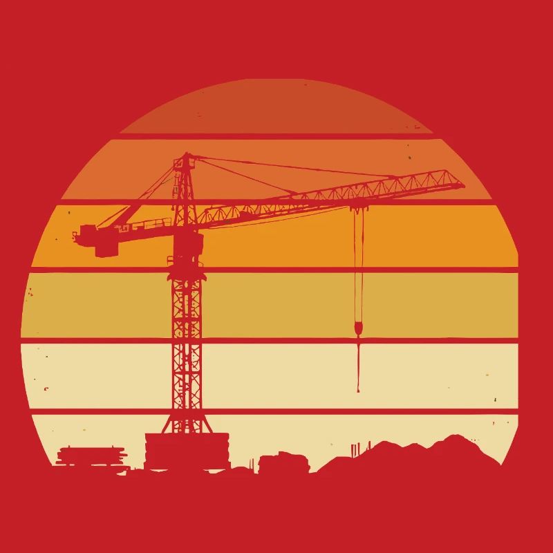 Crane Operator Retro Design – Construction Site & Construction Crane