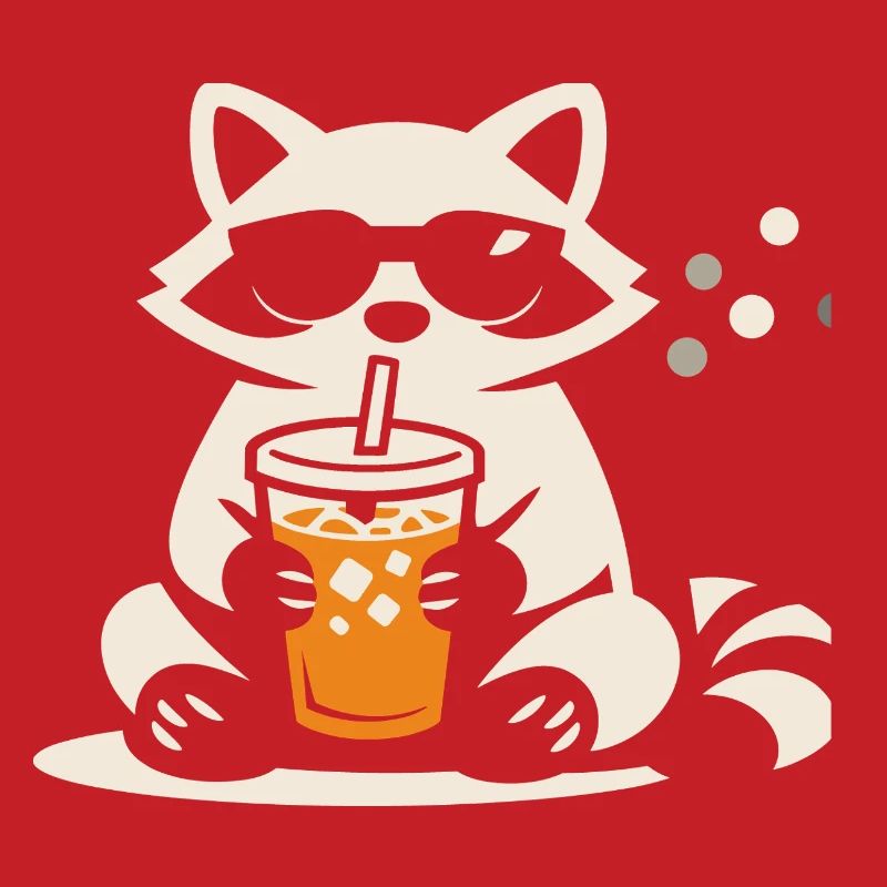 Waschbär Eiskaffee Lustig Geschenk Sommer