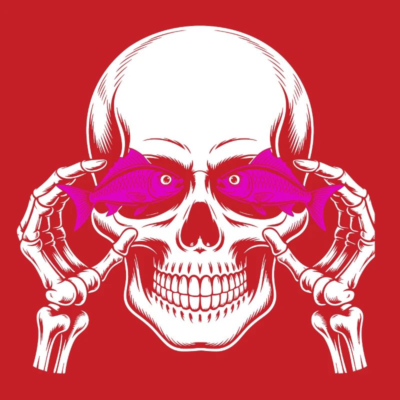 Skull and crossbones with fish