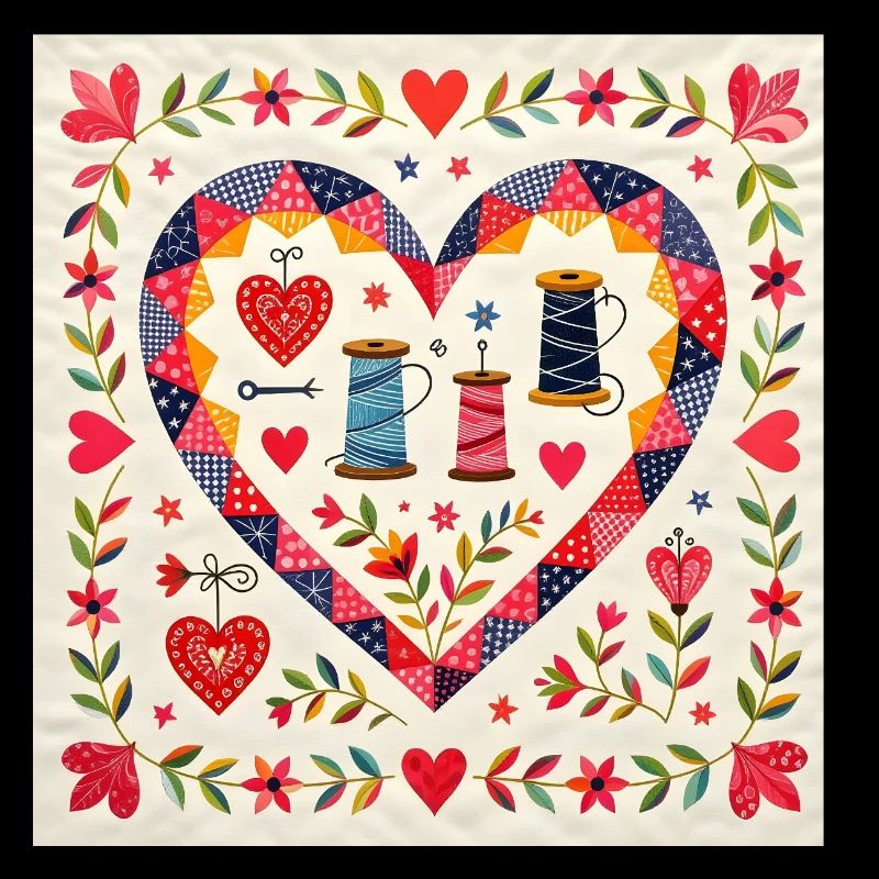 Patchwork Herz mit Garnen