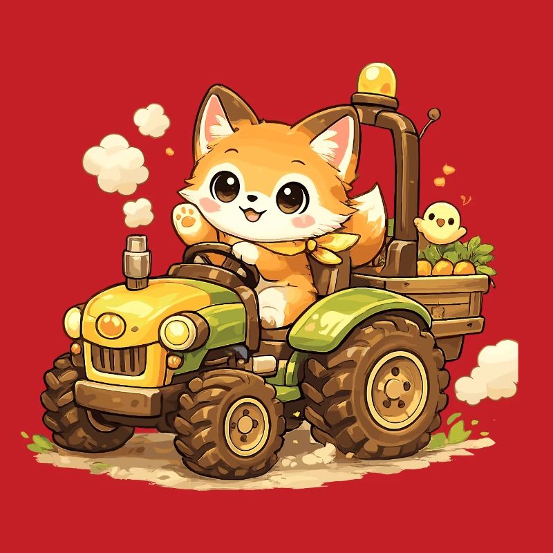 Fox on the tractor