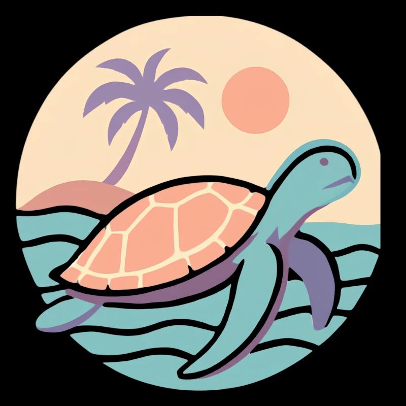 Retro turtle on the beach