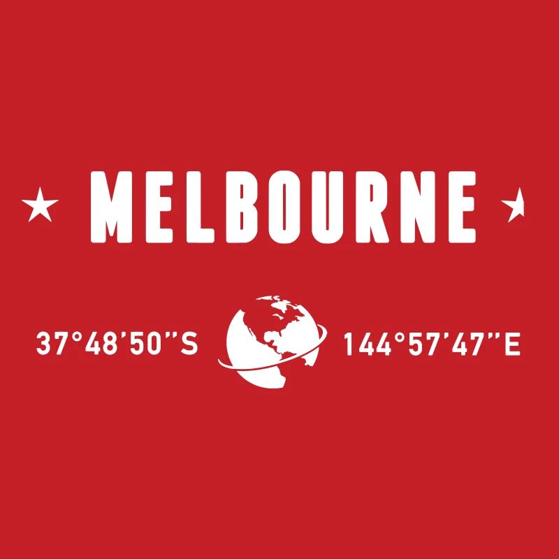 Melbourne Australia Coordinates Planet Earth White