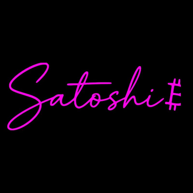 Satoshi Neon Lettering Bitcoin Script Pink