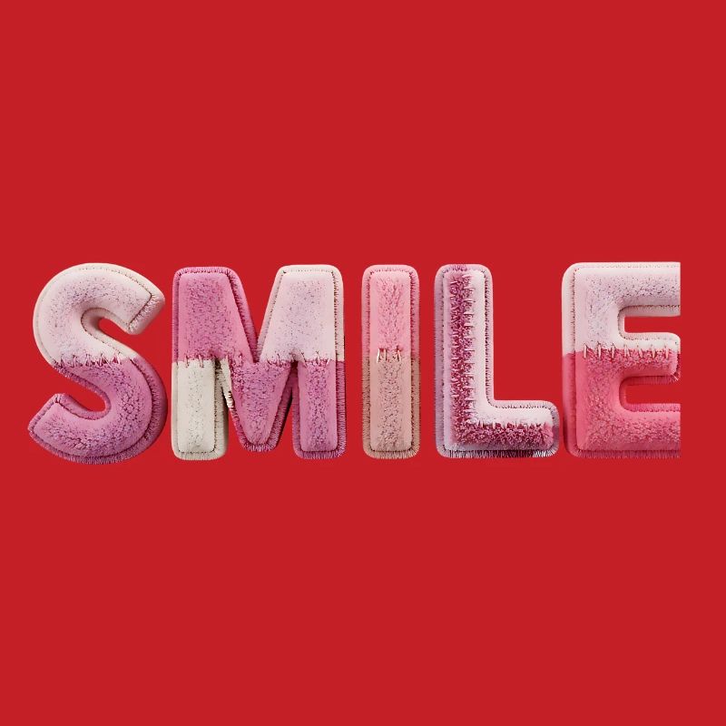 Plush Smile Lettering Patchwork Trend