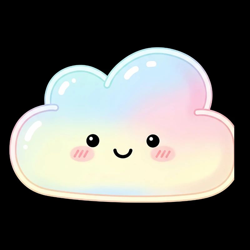 Pastel Cloud with Cute Face Sleep Cloud