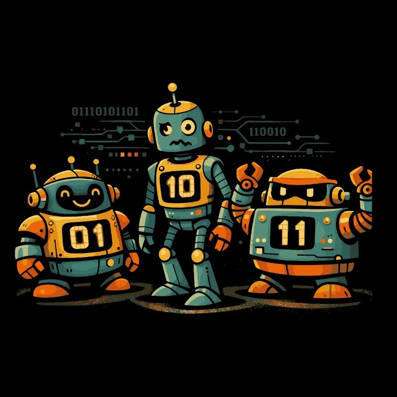 Robots Geek Code Binaire Informatique IT