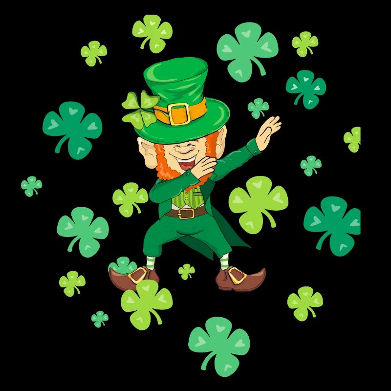 Dancing Leprechaun Dabbing Shamrocks Lucky Charm