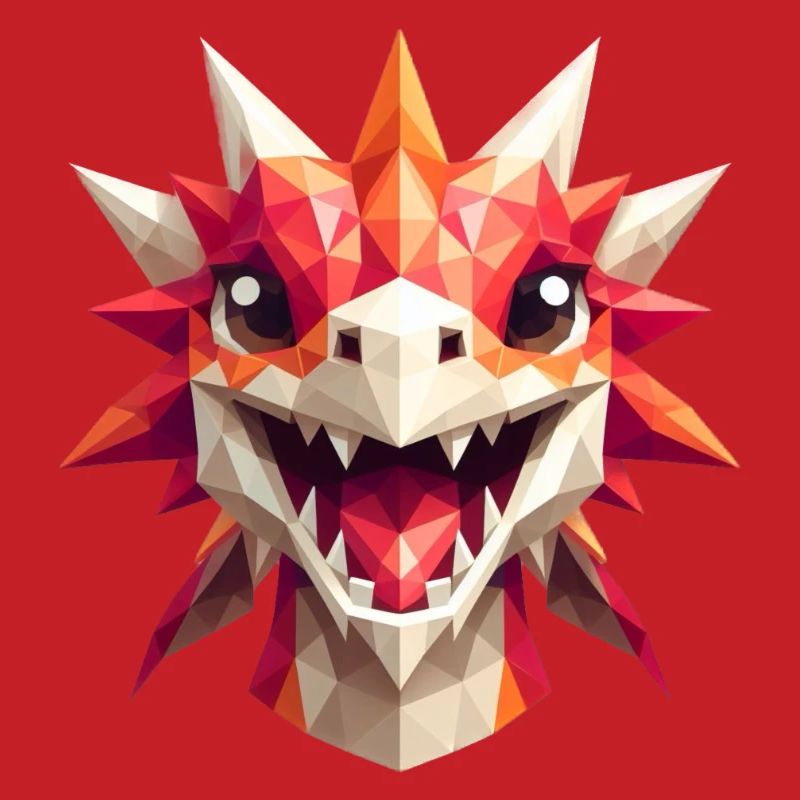 Ein lachender Drache im Polygon-Stil