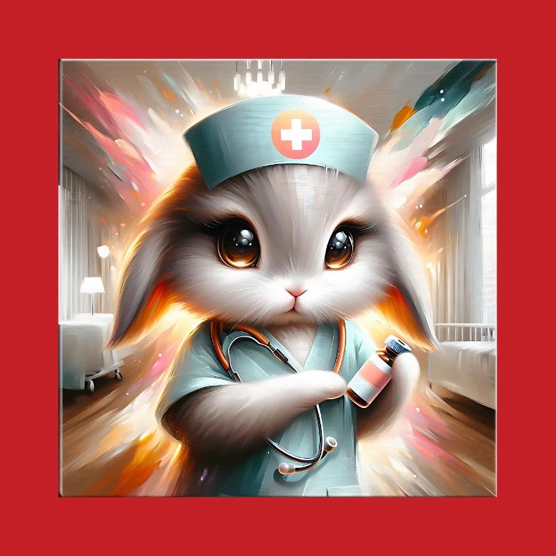 Kitten as a nurse in comic style