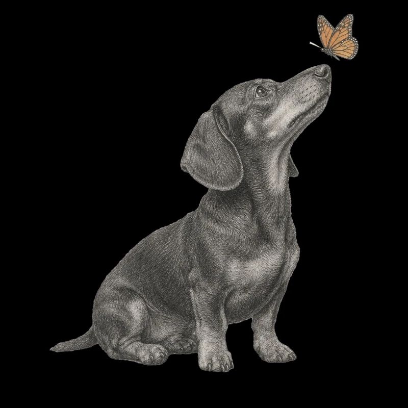 Illustration de teckel avec chien papillon