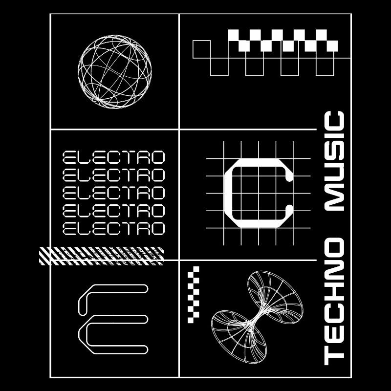 Affiche géométrique Elecotro Tech Grid Retro