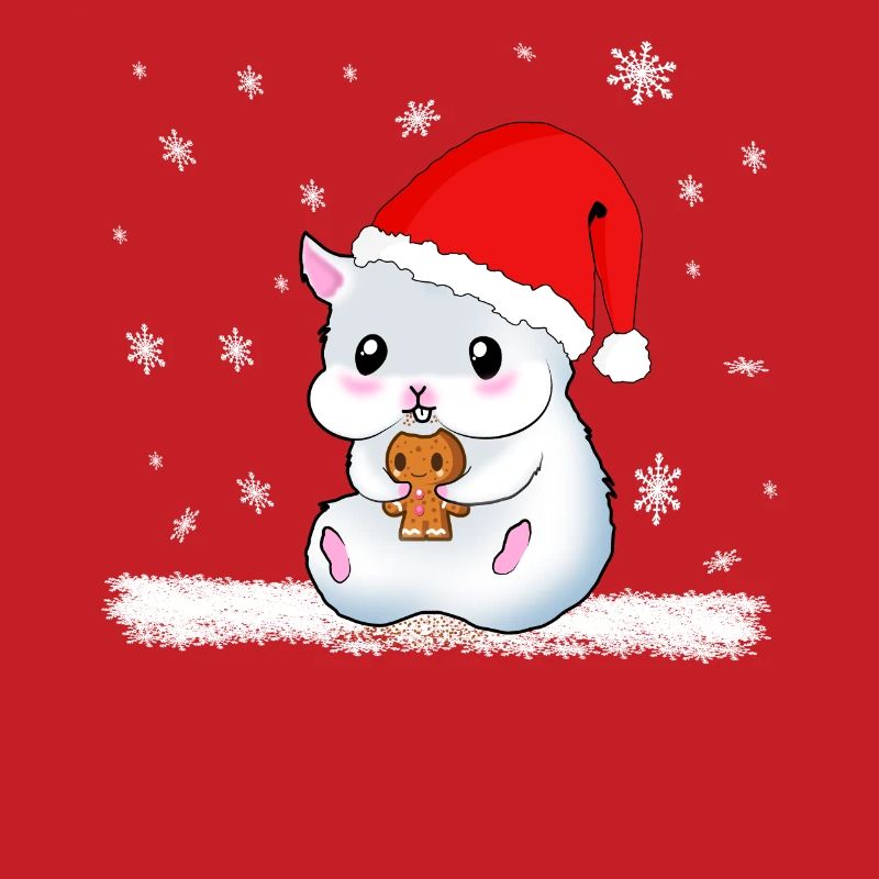 A Sweet Hamster Eats A Cookie While It Snows